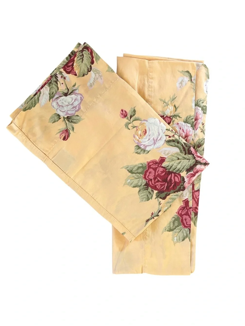 VTG Ralph Lauren Home Set Cotton Standard Pillowcases KATHLEEN Floral  Gold/Rose